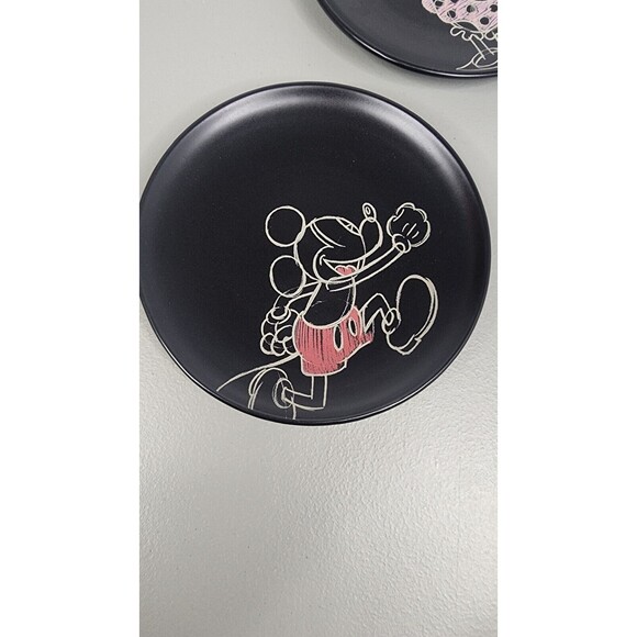 Disney Mickey Minnie Mouse 6" Collector's Sketch Plates Set of 2 Black Hallmark - Picture 2 of 6